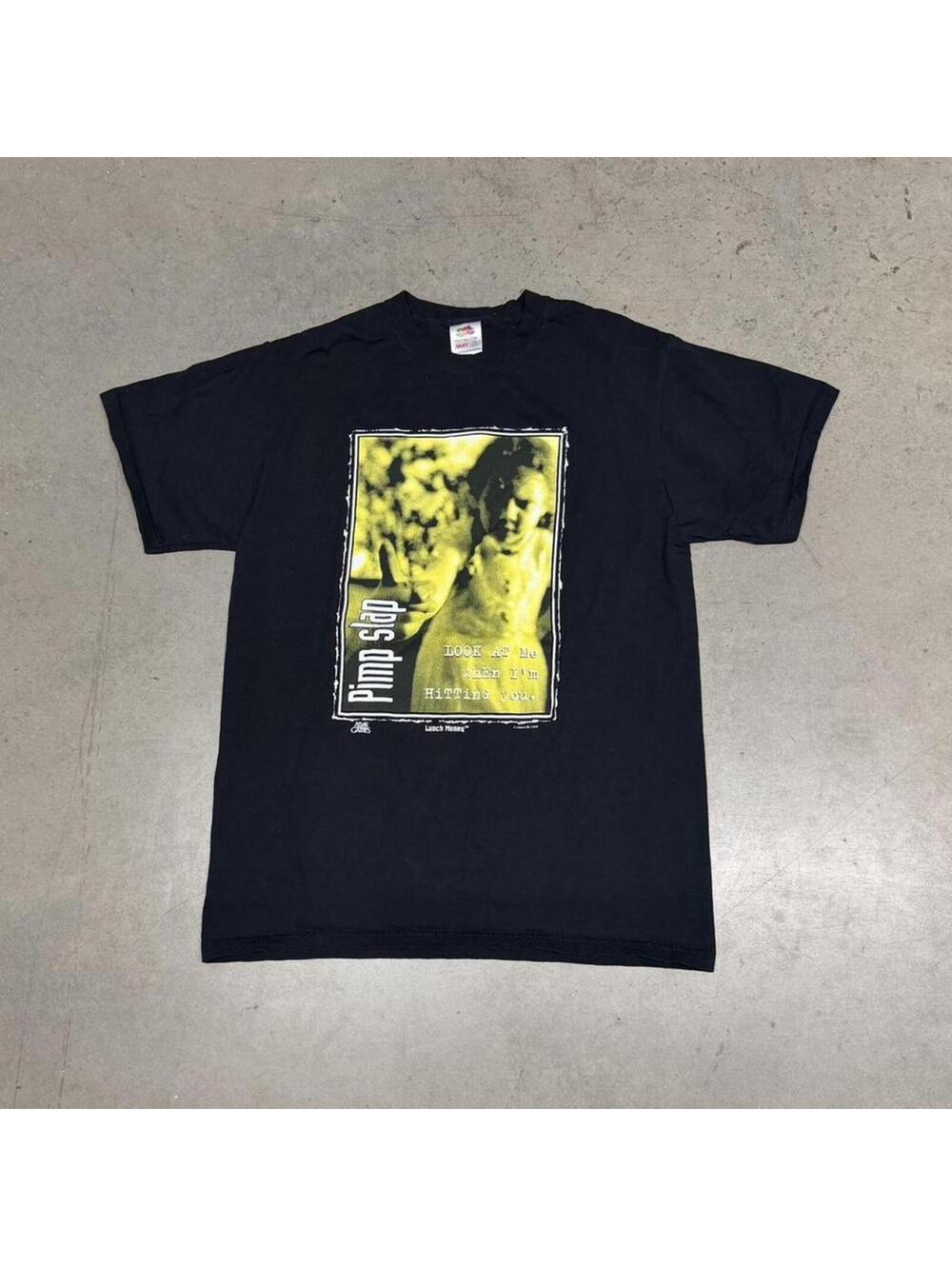 Vintage Lunch Money T Shirt Mens Medium Black Atlas Games Pimp Slap Card 90s